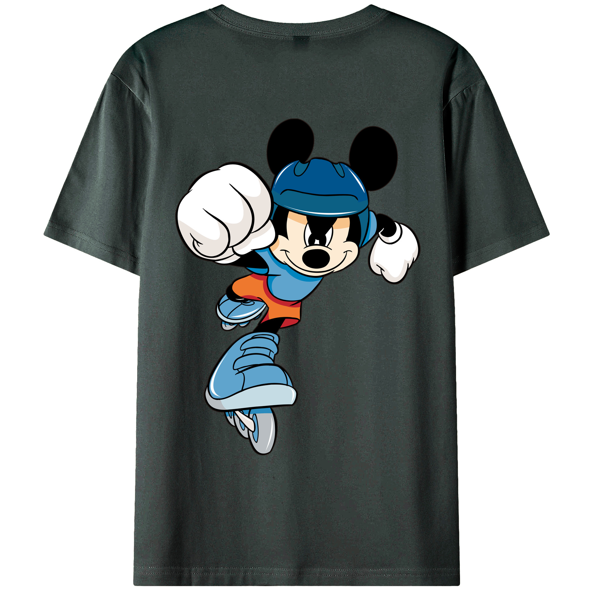 ミッキーマウス Mickey Mouse 綿100％ メンズ半袖Tシャツ（バックプリント） 通気性
